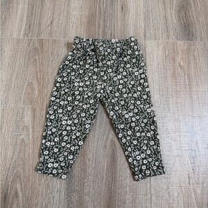 Baby Floral Print Pull-On Pants - Olive Green